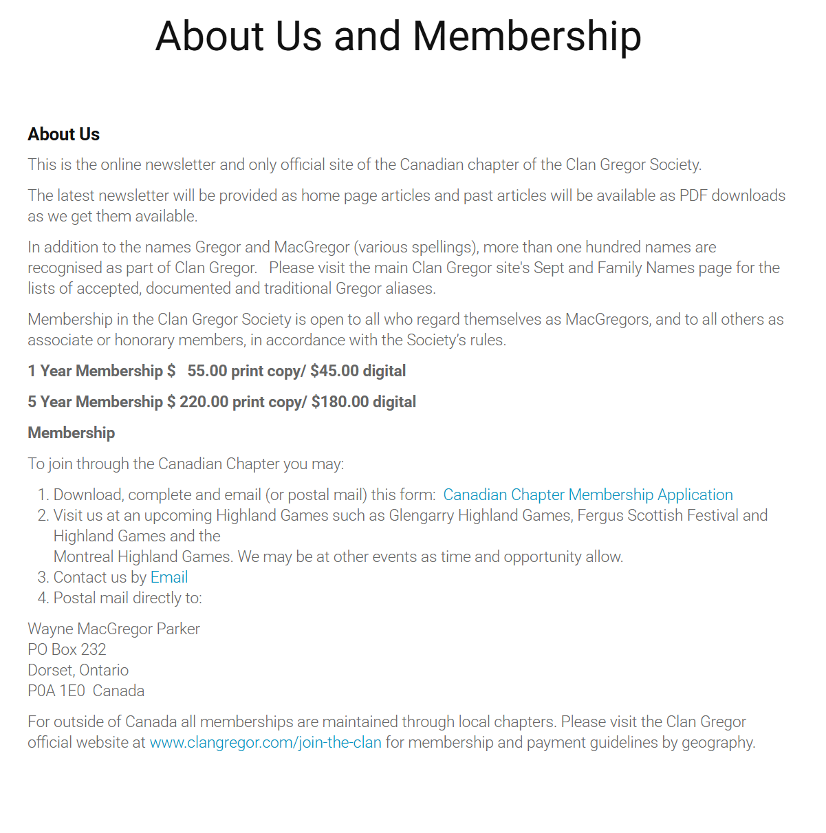 About Us and Membership